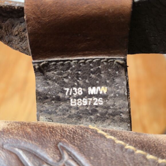 Born Women Size 7/38 Brown Leather Sandal Thong Sling Back Wedge Winter Discount - Picture 8 of 10